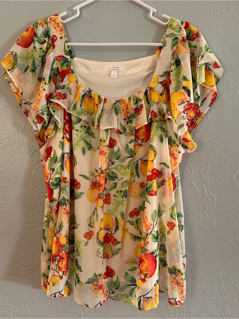LC Lauren Conrad Floral Ruffle Blouse | Size Large | Romantic Cottagecore Top - Picture 2 of 7